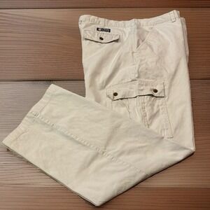 Chaps Ralph Lauren Mens 37x33.5 Wide Straight Leg Cargo Pants Beige Chino Cotton
